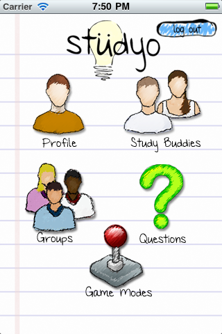 The Studyo app main screen The Studyo app main screen